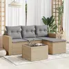 Image de vidaXL Salon de jardin avec coussins 5 pcs beige résine tressée