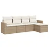 Image de vidaXL Salon de Jardin avec Coussins 5 pcs, Canapés avec Pieds Réglables, Ensemble de Meubles d'Extérieur Patio Terrasse, Beige Résine Tressée