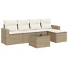 Image de vidaXL Salon de Jardin avec Coussins 6 pcs, Canapés avec Pieds Réglables, Ensemble de Meubles d'Extérieur Patio Terrasse, Beige Résine Tressée