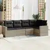 Image de vidaXL Salon de jardin 5 pcs avec coussins gris clair résine tressée