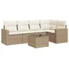 Image de vidaXL Salon de Jardin avec Coussins 6 pcs, Canapés avec Pieds Réglables, Ensemble de Meubles d'Extérieur Patio Terrasse, Beige Résine Tressée