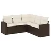 Image de vidaXL Salon de Jardin avec Coussins 5 pcs, Canapés de Terrasse, Ensemble de Meubles de Patio, Mobilier d'Extérieur, Marron Résine Tressée