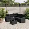 Image de vidaXL Salon de jardin 6 pcs avec coussins noir résine tressée