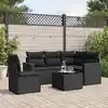 Image de vidaXL Salon de jardin 6 pcs avec coussins noir résine tressée