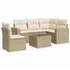 Image de vidaXL Salon de Jardin avec Coussins 6 pcs, Canapés avec Pieds Réglables, Ensemble de Meubles d'Extérieur Patio Terrasse, Beige Résine Tressée