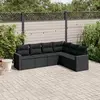 Image de vidaXL Salon de jardin 6 pcs avec coussins noir résine tressée