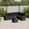 Image de vidaXL Salon de jardin 7 pcs avec coussins noir résine tressée
