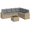 Image de vidaXL Salon de Jardin avec Coussins 7 pcs, Canapés avec Pieds Réglables, Ensemble de Meubles d'Extérieur Patio Terrasse, Beige Résine Tressée