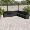 Image de vidaXL Salon de jardin 9 pcs avec coussins noir résine tressée