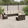 Image de vidaXL Salon de jardin 10 pcs avec coussins marron résine tressée