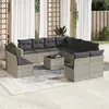 Image de vidaXL Salon de jardin avec coussins 12 pcs gris clair résine tressée