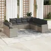 Image de vidaXL Salon de jardin 9 pcs avec coussins gris clair résine tressée