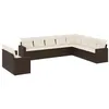 Image de vidaXL Salon de Jardin avec Coussins 10 pcs, Canapés avec Pieds Réglables, Ensemble de Meubles d'Extérieur Patio Terrasse, Marron Résine Tressée