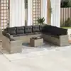 Image de vidaXL Salon de jardin 11 pcs avec coussins gris clair résine tressée