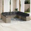 Image de vidaXL Salon de jardin 11 pcs avec coussins gris résine tressée