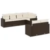 Image de vidaXL Salon de Jardin avec Coussins 7 pcs, Canapés avec Pieds Réglables, Ensemble de Meubles d'Extérieur Patio Terrasse, Marron Résine Tressée