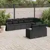 Image de vidaXL Salon de jardin 8 pcs avec coussins noir résine tressée