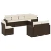Image de vidaXL Salon de Jardin avec Coussins 8 pcs, Canapés avec Pieds Réglables, Ensemble de Meubles d'Extérieur Patio Terrasse, Marron Résine Tressée