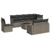 Image de vidaXL Salon de Jardin avec Coussins 9 pcs, Canapés avec Pieds Réglables, Ensemble de Meubles d'Extérieur Patio Terrasse, Gris Résine Tressée