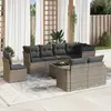 Image de vidaXL Salon de jardin 9 pcs avec coussins gris résine tressée