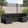 Image de vidaXL Salon de jardin 6 pcs avec coussins noir résine tressée