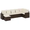 Image de vidaXL Salon de Jardin avec Coussins 7 pcs, Canapés avec Pieds Réglables, Ensemble de Meubles d'Extérieur Patio Terrasse, Marron Résine Tressée