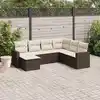 Image de vidaXL Salon de jardin avec coussins 7 pcs marron résine tressée