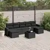 Image de vidaXL Salon de jardin 8 pcs avec coussins noir résine tressée