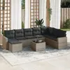 Image de vidaXL Salon de jardin 9 pcs avec coussins gris résine tressée