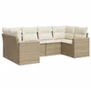 Image de vidaXL Salon de Jardin avec Coussins 6 pcs, Canapés avec Pieds Réglables, Ensemble de Meubles d'Extérieur Patio Terrasse, Beige Résine Tressée
