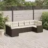 Image de vidaXL Salon de jardin avec coussins 7 pcs marron résine tressée