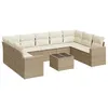 Image de vidaXL Salon de Jardin avec Coussins 10 pcs, Canapés avec Pieds Réglables, Ensemble de Meubles d'Extérieur Patio Terrasse, Beige Résine Tressée