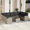 Image de vidaXL Salon de jardin avec coussins 10 pcs gris clair résine tressée