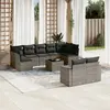 Image de vidaXL Salon de jardin avec coussins 10 pcs gris résine tressée