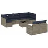 Image de vidaXL Salon de Jardin avec Coussins 10 pcs, Canapés de Patio, Ensemble de Meubles, Mobilier de Terrasse Exterieur, Gris Résine Tressée