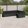 Image de vidaXL Salon de jardin 9 pcs avec coussins noir résine tressée