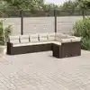 Image de vidaXL Salon de jardin avec coussins 9 pcs marron résine tressée