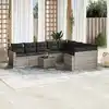 Image de vidaXL Salon de jardin avec coussins 10 pcs gris clair résine tressée