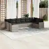 Image de vidaXL Salon de jardin avec coussins 10 pcs gris clair résine tressée
