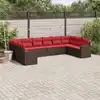 Image de vidaXL Salon de jardin 10 pcs avec coussins marron résine tressée