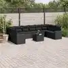 Image de vidaXL Salon de jardin 11 pcs avec coussins noir résine tressée