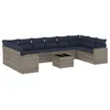 Image de vidaXL Salon de Jardin avec Coussins 11 pcs, Canapés de Patio, Ensemble de Meubles, Mobilier de Terrasse Exterieur, Gris Résine Tressée