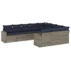 Image de vidaXL Salon de Jardin avec Coussins 10 pcs, Canapés de Patio, Ensemble de Meubles, Mobilier de Terrasse Exterieur, Gris Résine Tressée