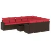 Image de vidaXL Salon de Jardin et Coussins 11 pcs, Canapés de Patio, Ensemble de Meubles, Mobilier de Terrasse Exterieur, Marron Résine Tressée