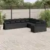 Image de vidaXL Salon de jardin 10 pcs avec coussins noir résine tressée