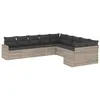 Image de vidaXL Salon de Jardin avec Coussins 10 pcs Gris Clair résine tressée