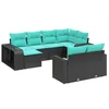 Image de vidaXL Salon de Jardin 10 pcs avec Coussins Noir résine tressée