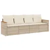 Image de vidaXL Salon de Jardin avec Coussins 4 pcs, Canapés de Terrasse, Ensemble de Meubles de Patio, Mobilier d'Extérieur, Beige Résine Tressée