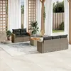 Image de vidaXL Salon de jardin 6 pcs avec coussins gris résine tressée