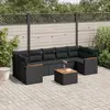 Image de vidaXL Salon de jardin 8 pcs avec coussins noir résine tressée
